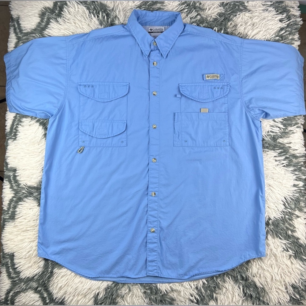 Columbia Men’s Blue Outdoor Button Up Fishing Shirt PFG Size XL Venting